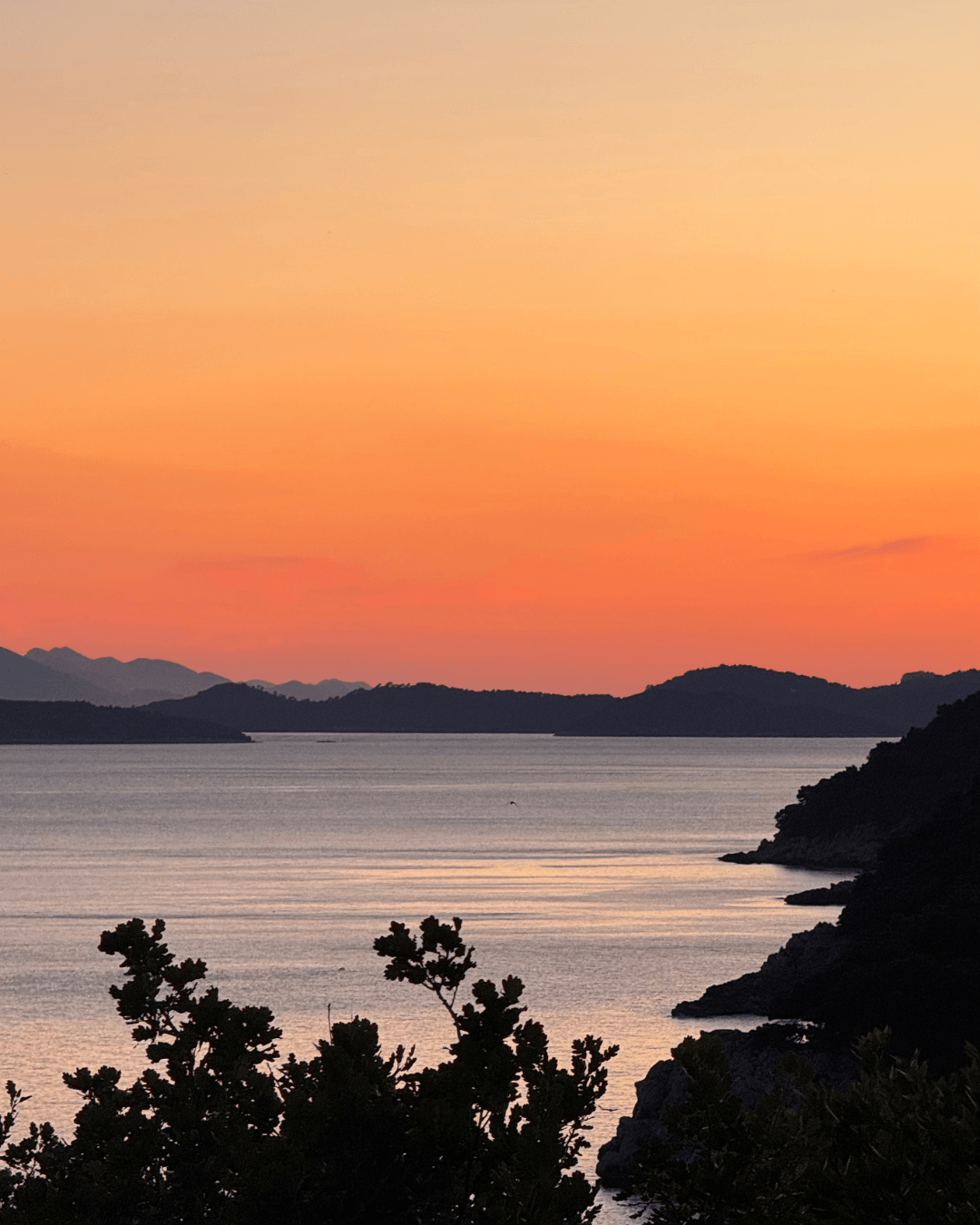 Sunset overlooking the Dubrovnik islands
